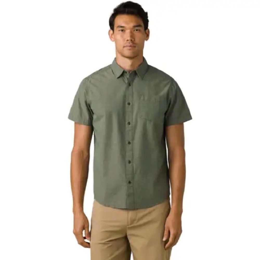 prAna Park Hill short sleeve button down shirt Deep Pine green size large